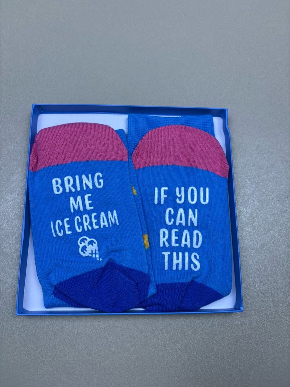 Happypop Funny Ice Cream Socks Gift Series Blue Pink Novelty Crew Socks NIB